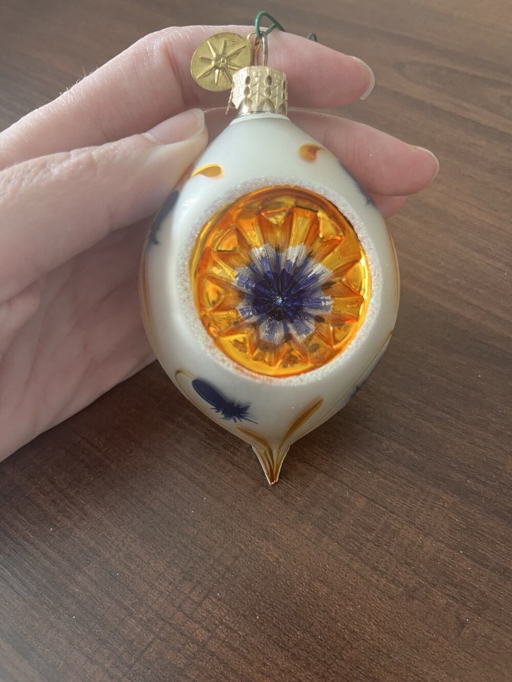 VTG Christopher RADKO Retired Teardrop Ornament Indented. Chipped Tip See Pics